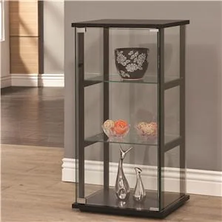 3 Shelf Contemporary Glass Curio Cabinet